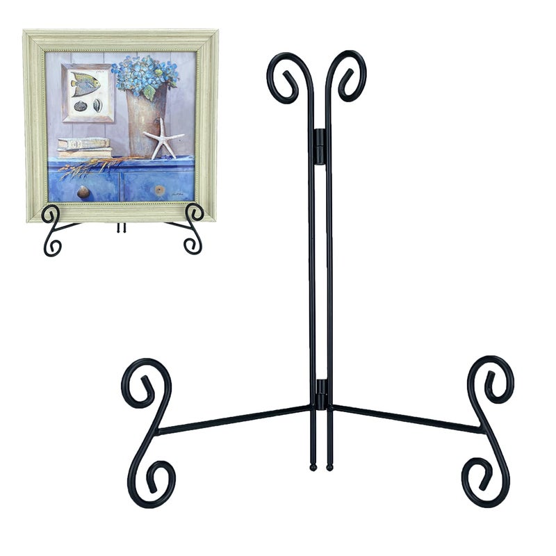 Plate Stand  1 Pack 10 Inch Plate Holder for Display  Black Foldable Iron Table Easel for Picture Book Photo Frame Decorative Plate